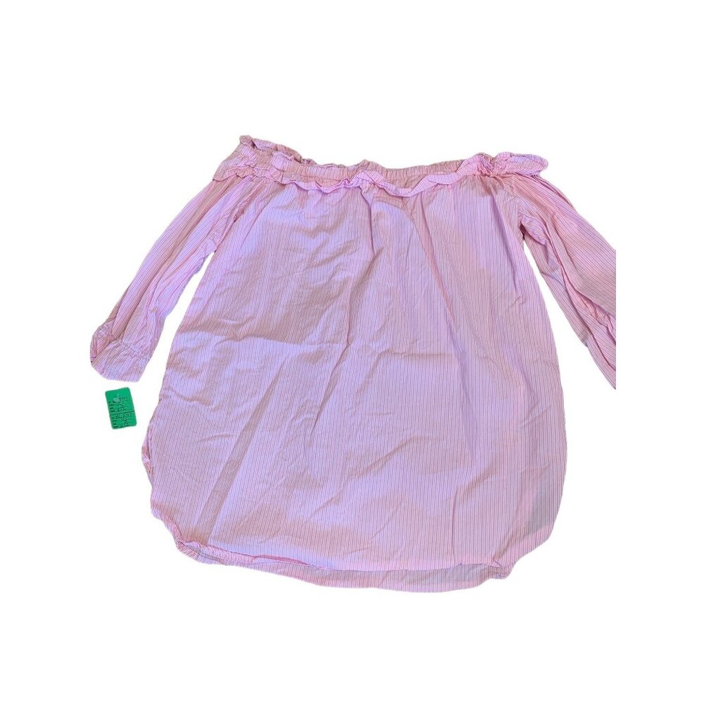 Pink & White Striped Off-Shoulder Blouse By Heart & Hips  S